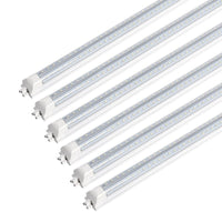 LED Shop Light, 45W 5850LM 6500K, 4FT V Shaped Integrated Fixture, T8 Tube Light, Cool White, Clear Cover, Higher Brightness, LED Shop Lights for Garage Warehouse Workshop