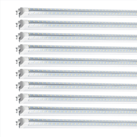 LED Shop Light 100W 13000LM 6500K 8FT 270° Angel 4 Row LEDs V Shaped Integrated Fixture, T8 Tube Light, Cool White, Clear Cover, Higher Brightness, LED Shop Lights for Garage Warehouse Workshop10 Pack