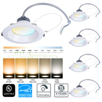 Recessed LED Lighting, 8 inch, Commercial Recessed Downlights, brightness 2400lms, Wattage Adjustable 12/20/30W, 0-10V Dimmable Ceiling Light Fixture, 5 CCT 2700K-5000K, 120-277V IC Rated UL &amp; Energy Star