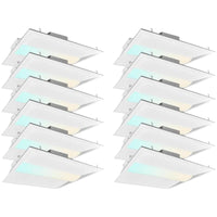 2x2 FT Center Basket LED Troffer Panel Light, 20/30/40W, 3 Color Options 3000K | 4000K | 5000K, Dimmable Drop Ceiling Lights, 2500/3750/5000 Lumens, Damp Rated, 120-277V, DLC Premium (12 Pack)