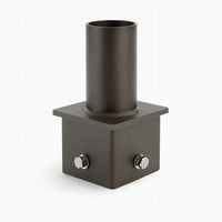 4" Square Pole Mount Adapter with 2-3/8" Tenon, Steel Light Mounting Bracket for Area, Flood & Shoebox Lights, Weather-Resistant Dark Bronze Finish