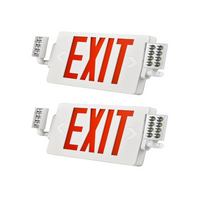 Double Sided LED Emergency EXIT Sign Combo, Two LED Lights, Backup Battery, US Standard Red Letter Emergency Exit Lighting, Commercial Grade, 120-277V, Fire Resistant (UL 94V-0)