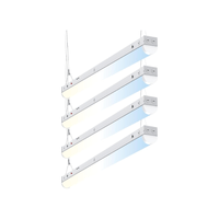 LED Shop Light, 4ft Linear Strip Fixture with 8W Emergency Battery Backup (90 Minutes), Adjustable 20W-50W, 6500LM, 5 Colors 3000K-6500K, ETL Linkable Ceiling Light
