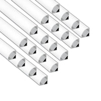6.6FT 2Meter V Shape LED Strip Aluminum Channel Diffuser System, Extruded Alu Track Milky Cover with Corner Connector and Mounting Kit,Easy Cut and Installed Curved Lens Profile