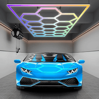 RGB Hexagon LED Garage Lights – 15 Honeycomb LED Ceiling Lights, 358 Color Modes, Remote & Smart App Control, IP54 for Gaming, Gym, Party, Bar, Studios, Hexagon wall light